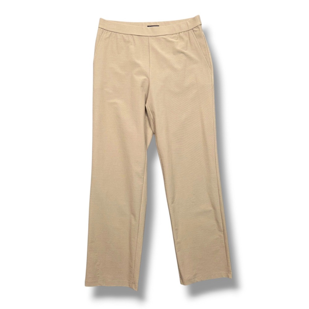 Eileen Fisher Washable Stretch Crepe Straight Pants Womens Small Biscuit Pockets